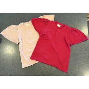 Nation LTD Savanna Flutter Sleeve Tshirt Pink Red Lot Of 2 Medium